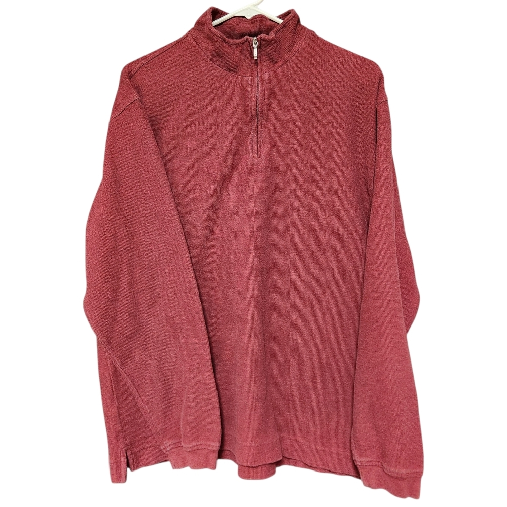 IZOD Sweater Adult Large Burgundy Quarter Zip Pullover Men Sweatshirt